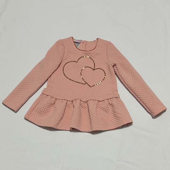 Nannette Kids Quilted Pink Heart Kids Top - Picture 1 of 6